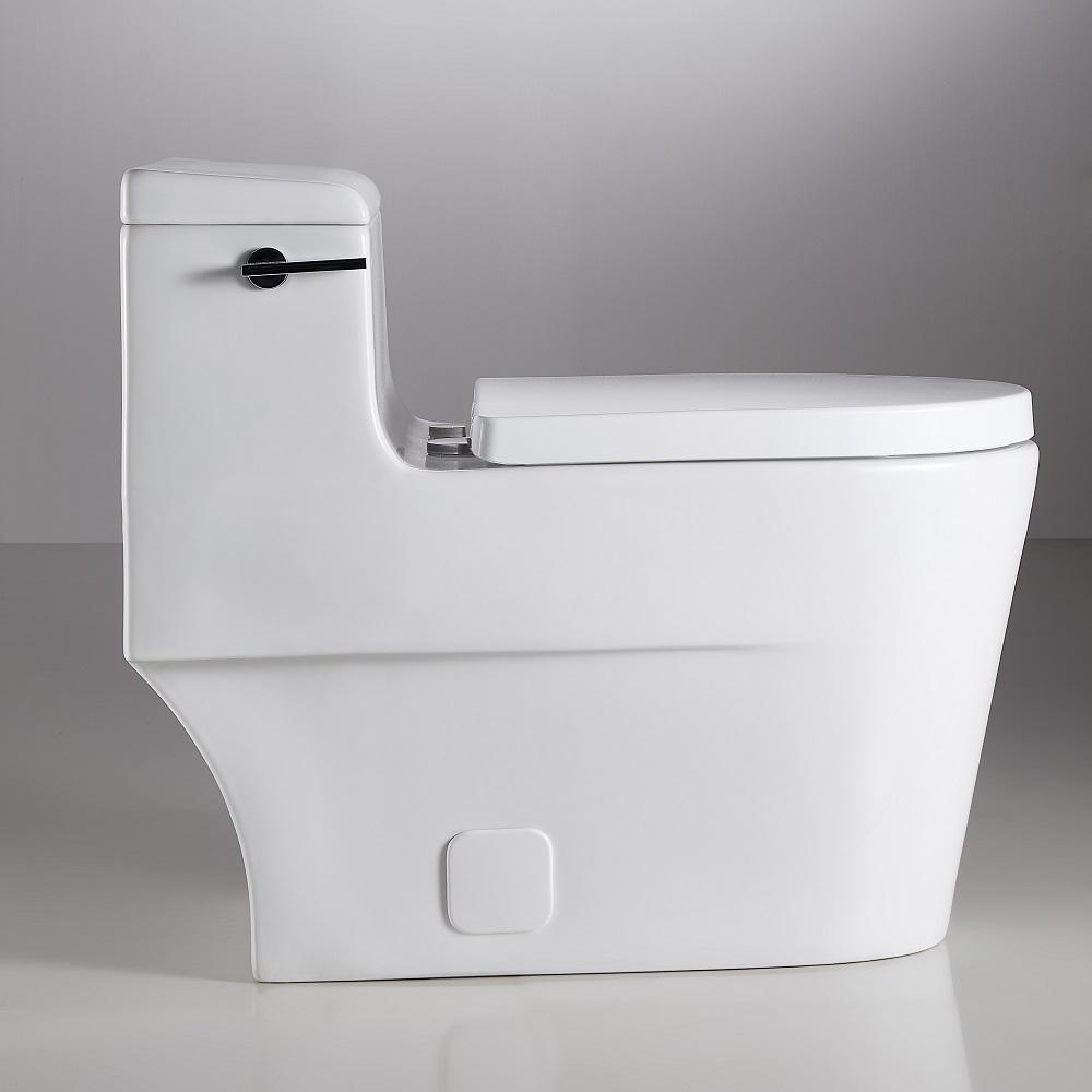 1-Piece 1.28 GPF Single Flush High Efficiency Elongated Toilet in White, Seat Included