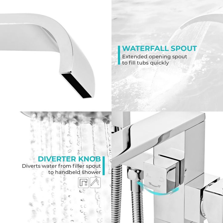 1-Handle Freestanding Floor Mount Roman Tub Faucet Bathtub Filler with Hand Shower in Chrome