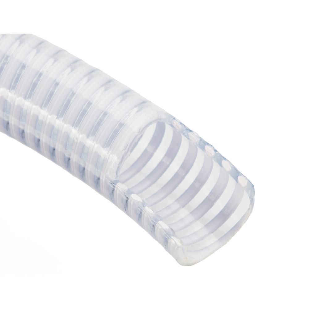 1-1/2 in. Dia x 25 ft. Clear Flexible PVC Suction and Discharge Hose with White Reinforced Helix
