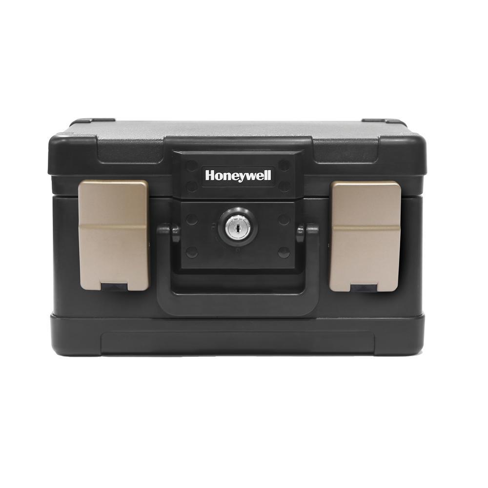 0.15 cu. ft. Molded Fire Resistant and Waterproof Portable Chest with Carry Handle, Key and Double Latch Lock