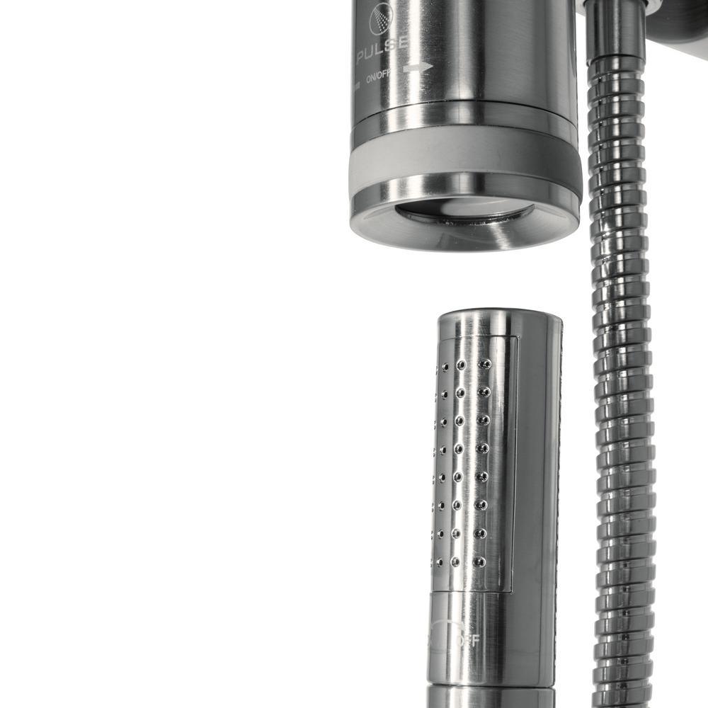 1-spray 8 in. Dual Shower Head and Handheld Shower Head with Low Flow in Brushed-Nickel