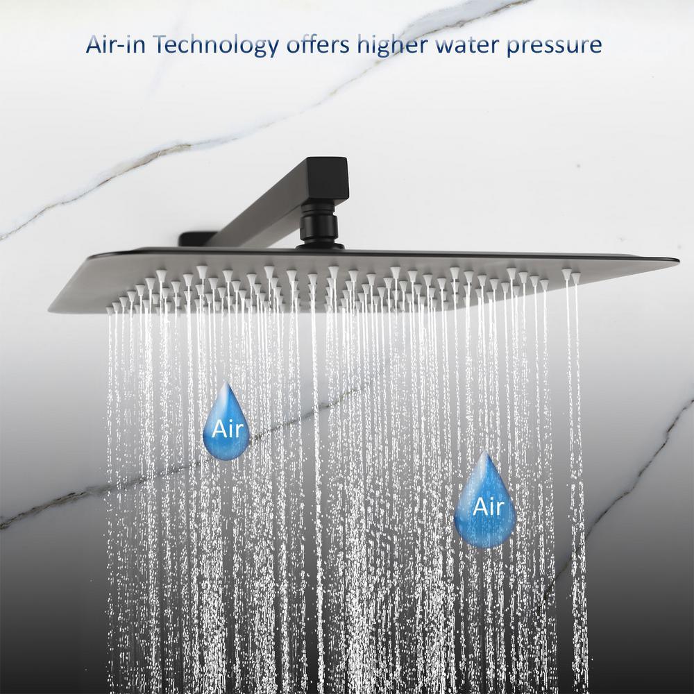 1-Spray Patterns with 2.5 GPM 10 in. 3-Way Wall Mount Rain Dual Shower Heads with Tub Shower Faucet in Matte Black