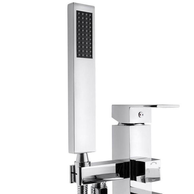 1-Handle Freestanding Floor Mount Roman Tub Faucet Bathtub Filler with Waterfall Style and Hand Shower in Chrome