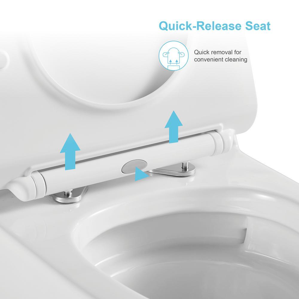 1-Piece 1.28 GPF High Efficiency Single-Flush Elongated Skirted Toilet All-in-One Toilet in White Seat Included