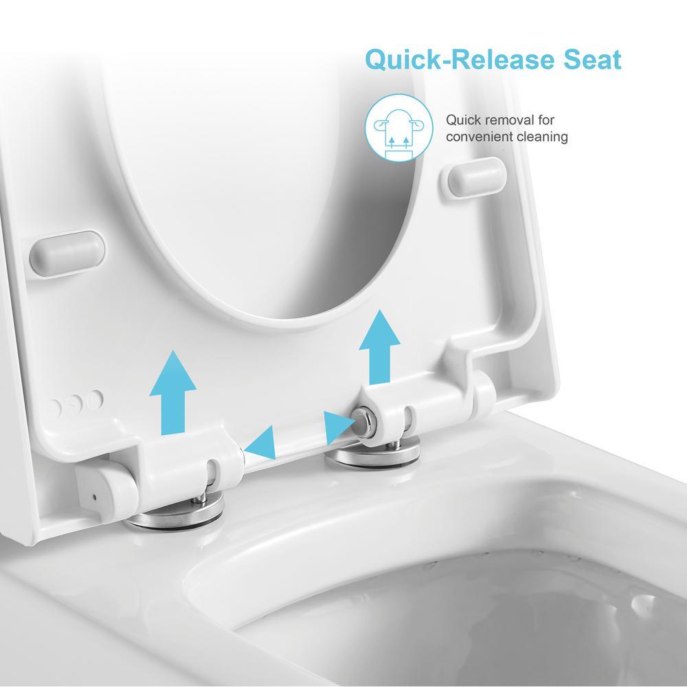 1-Piece Dual Flush 1.2 GPF/0.8 GPF Elongated High Efficiency Skirted Toilet All-in-One Toilet in White Seat Included