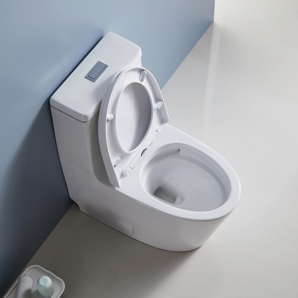 1-Piece Elongated Dual-Flush 1.28 GPF/0.88 GPF High Efficiency Skirted Toilet All-in-One Toilet in White Seat Included