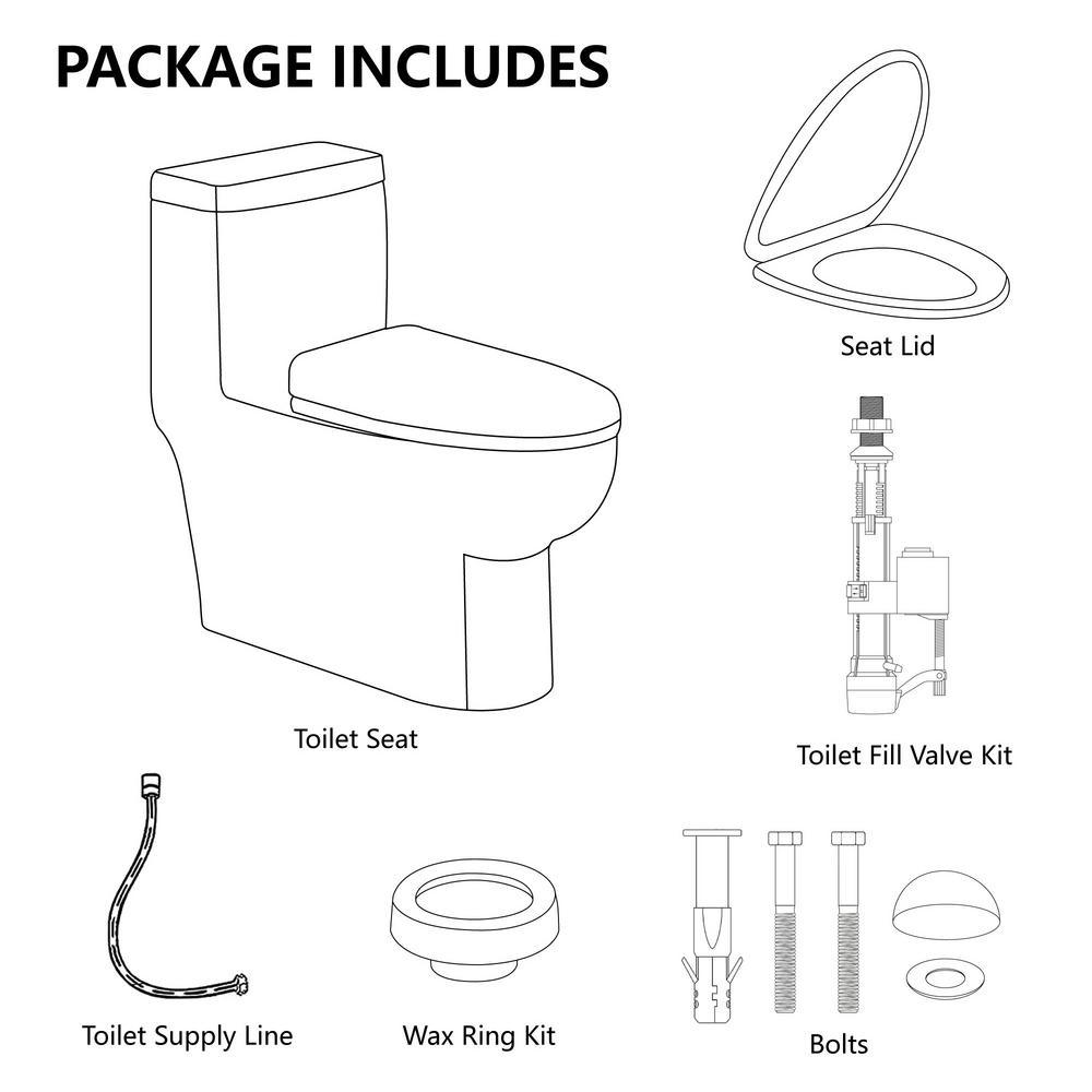 1-Piece Elongated Dual-Flush 1.28 GPF/0.88 GPF High Efficiency Skirted Toilet All-in-One Toilet in White Seat Included