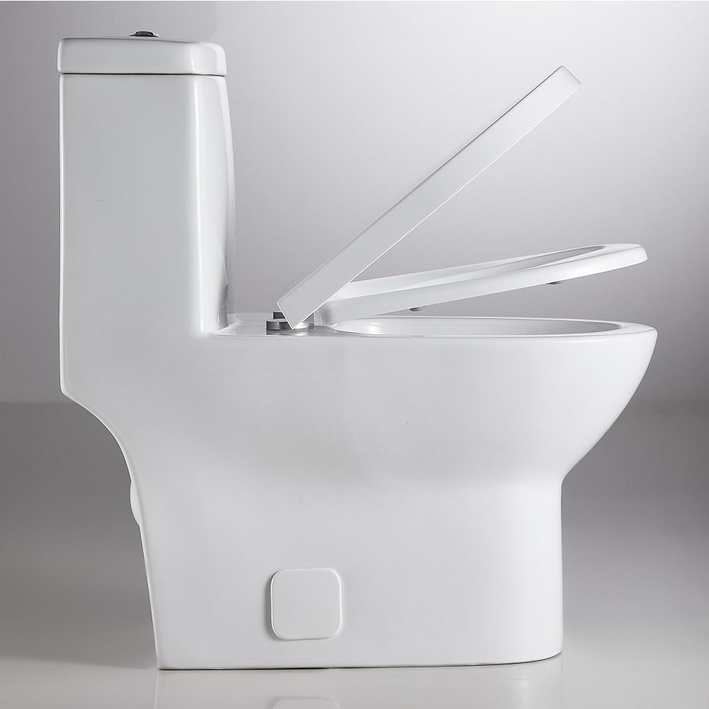 1-piece 1.28 GPF Dual Flush High Efficiency Elongated Toilet in White(Seat Included)