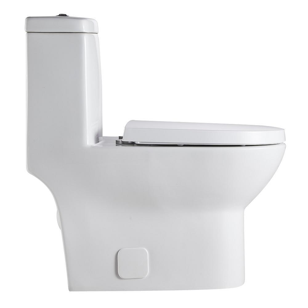 1-piece 1.28 GPF Dual Flush High Efficiency Elongated Toilet in White(Seat Included)