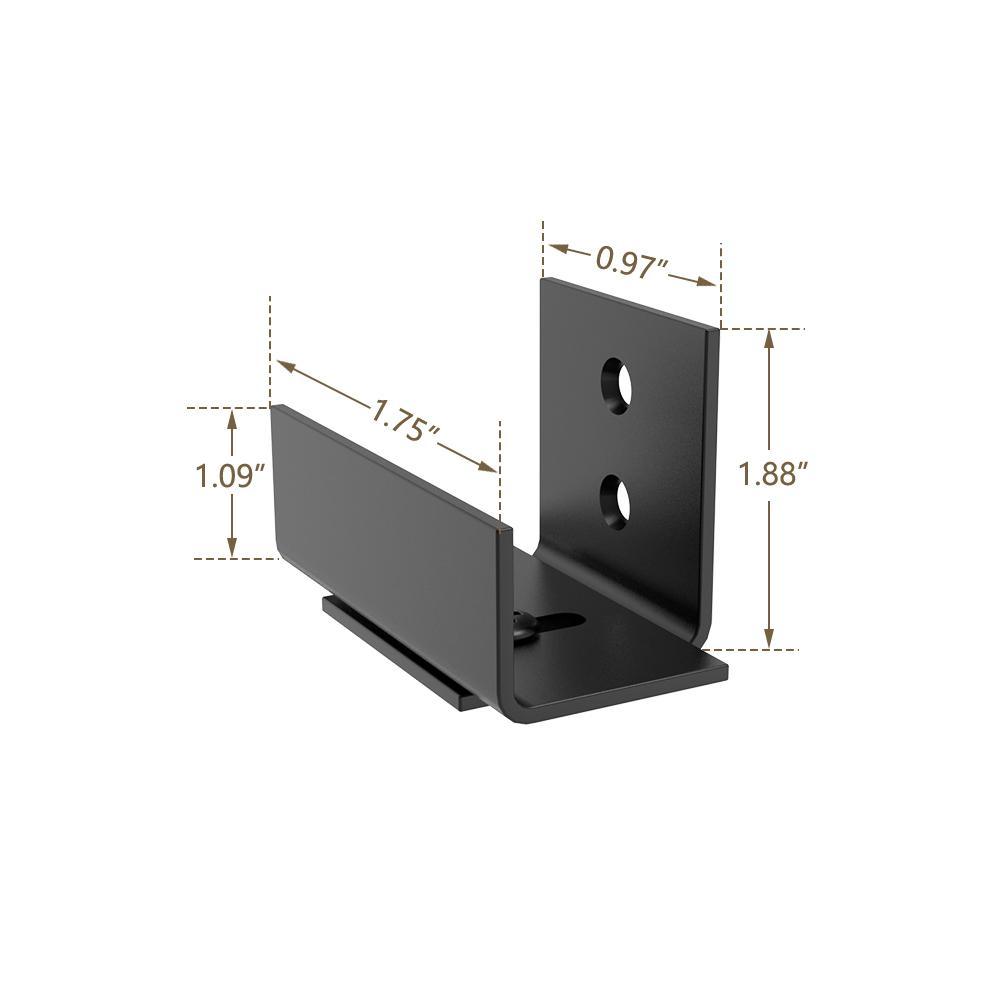 1.43 in. Black Steel U Shape Heavy-Duty Sliding Barn Door Floor Guide Hardware (Model 4)