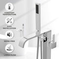 1-Handle Freestanding Floor Mount Roman Tub Faucet Bathtub Filler with Hand Shower in Chrome