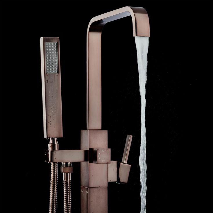 1-Handle Freestanding Floor Mount Roman Tub Faucet Bathtub Filler with Hand Shower in Antique Bronze