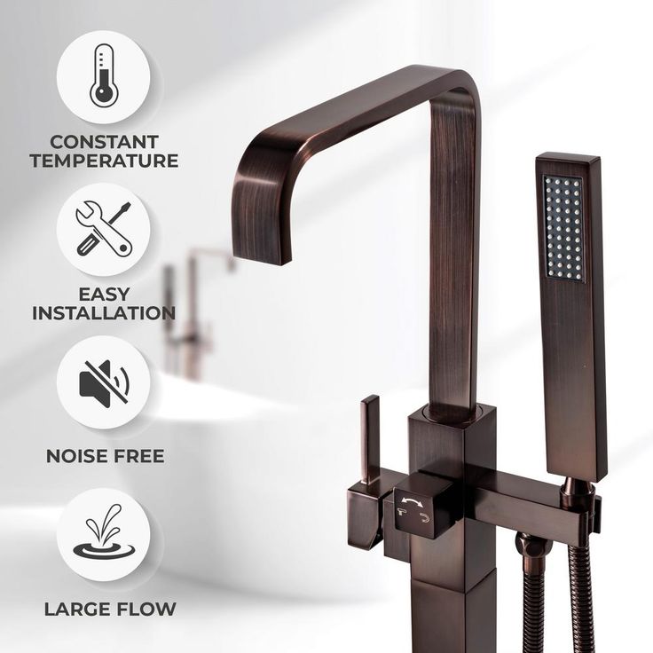 1-Handle Freestanding Floor Mount Roman Tub Faucet Bathtub Filler with Hand Shower in Antique Bronze