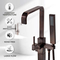 1-Handle Freestanding Floor Mount Roman Tub Faucet Bathtub Filler with Hand Shower in Antique Bronze