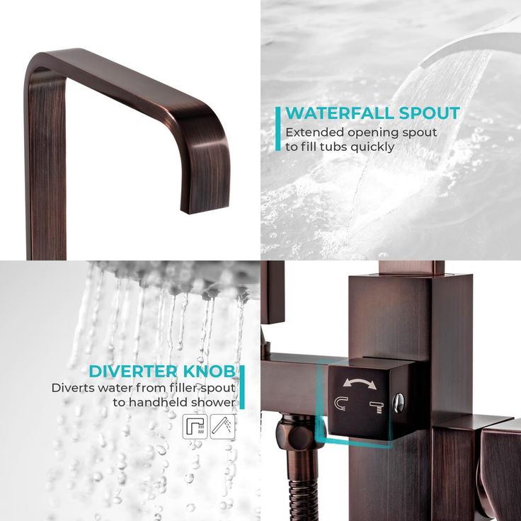 1-Handle Freestanding Floor Mount Roman Tub Faucet Bathtub Filler with Hand Shower in Antique Bronze