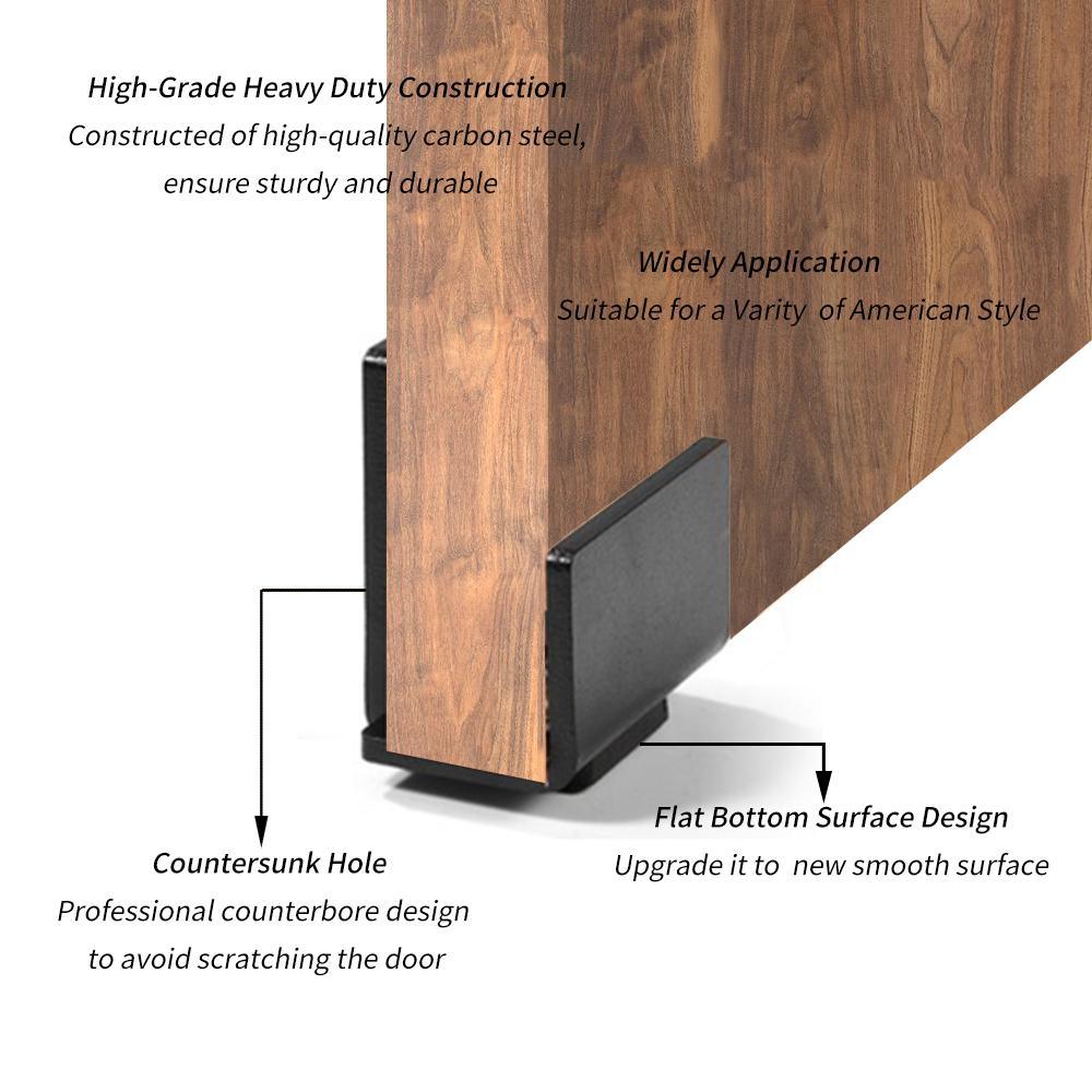 1.43 in. Black Steel U Shape Heavy-Duty Sliding Barn Door Floor Guide Hardware (Model 4)