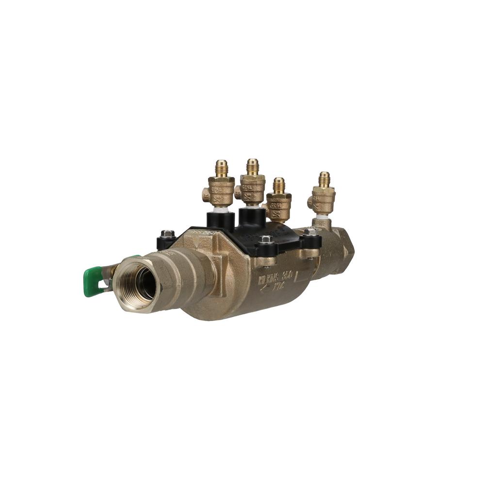 1 in. Lead-Free Bronze Double Check Valve Assembly with Integral Male 45 Degree Flare SAE Test Fitting