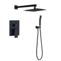 1-Spray Patterns with 2.5 GPM 10 in. Wall Mount Rain Dual Shower Heads in Matte Black, Shower System / Faucet Set