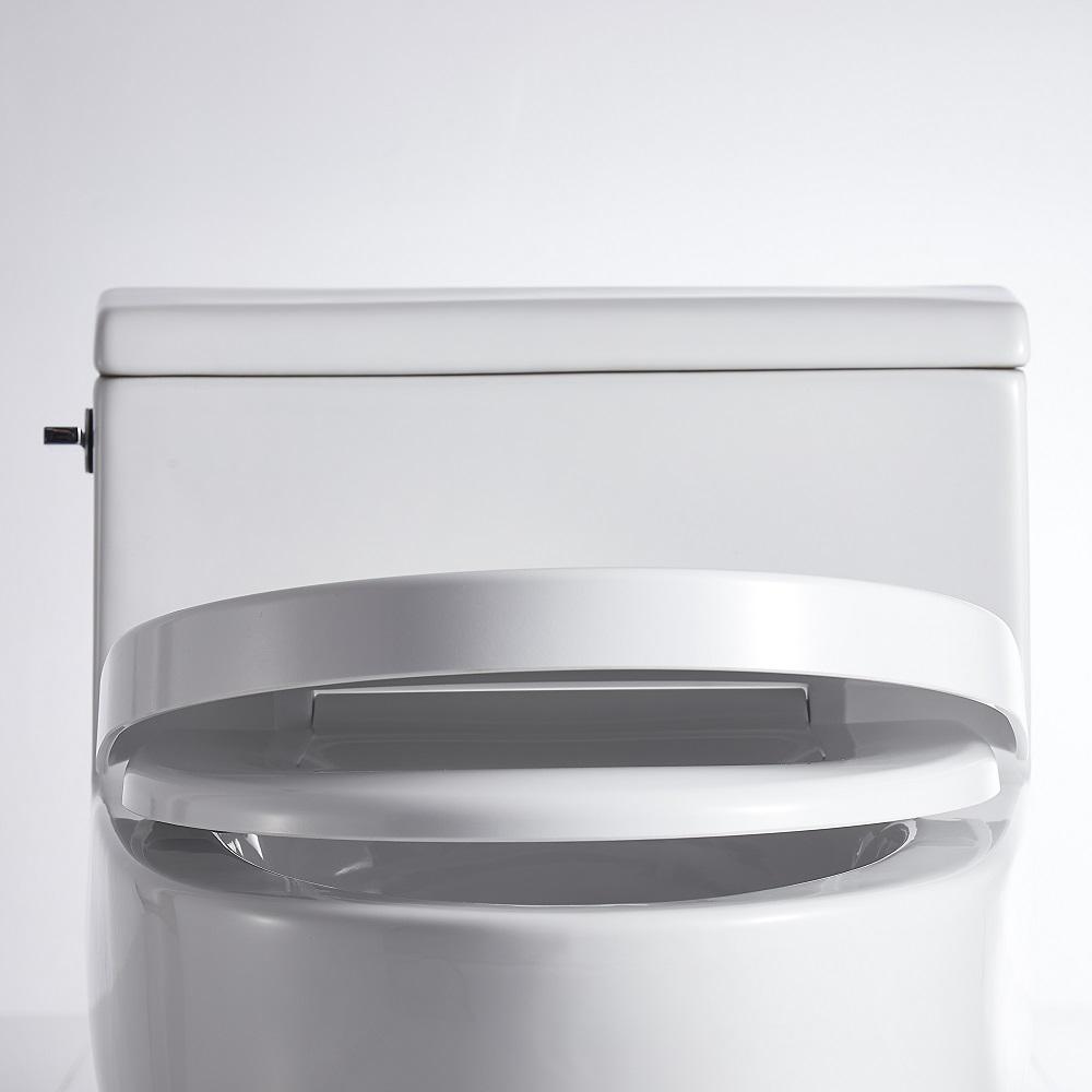 1-Piece 1.28 GPF Single Flush High Efficiency Elongated Toilet in White, Seat Included