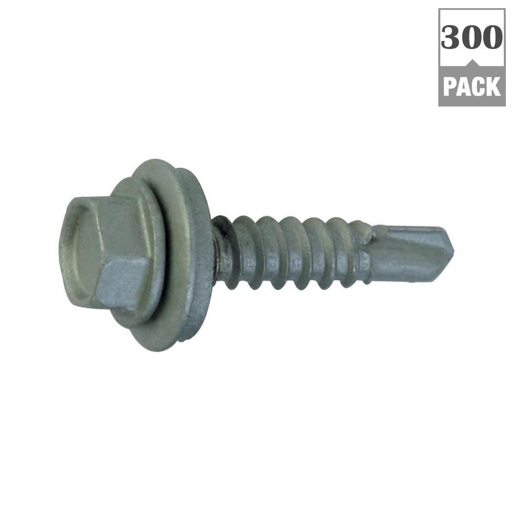 #12 x 1-1/2 in. External Hex Drive Washer Head Roofing Screws (300-Pack)