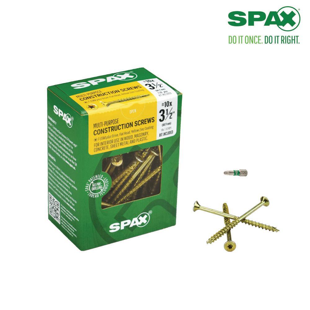 #10 x 3-1/2 in. T-Star Plus Drive Flat Head Partial Thread Yellow Zinc Coated Multi-Material Screw (57 per Box)
