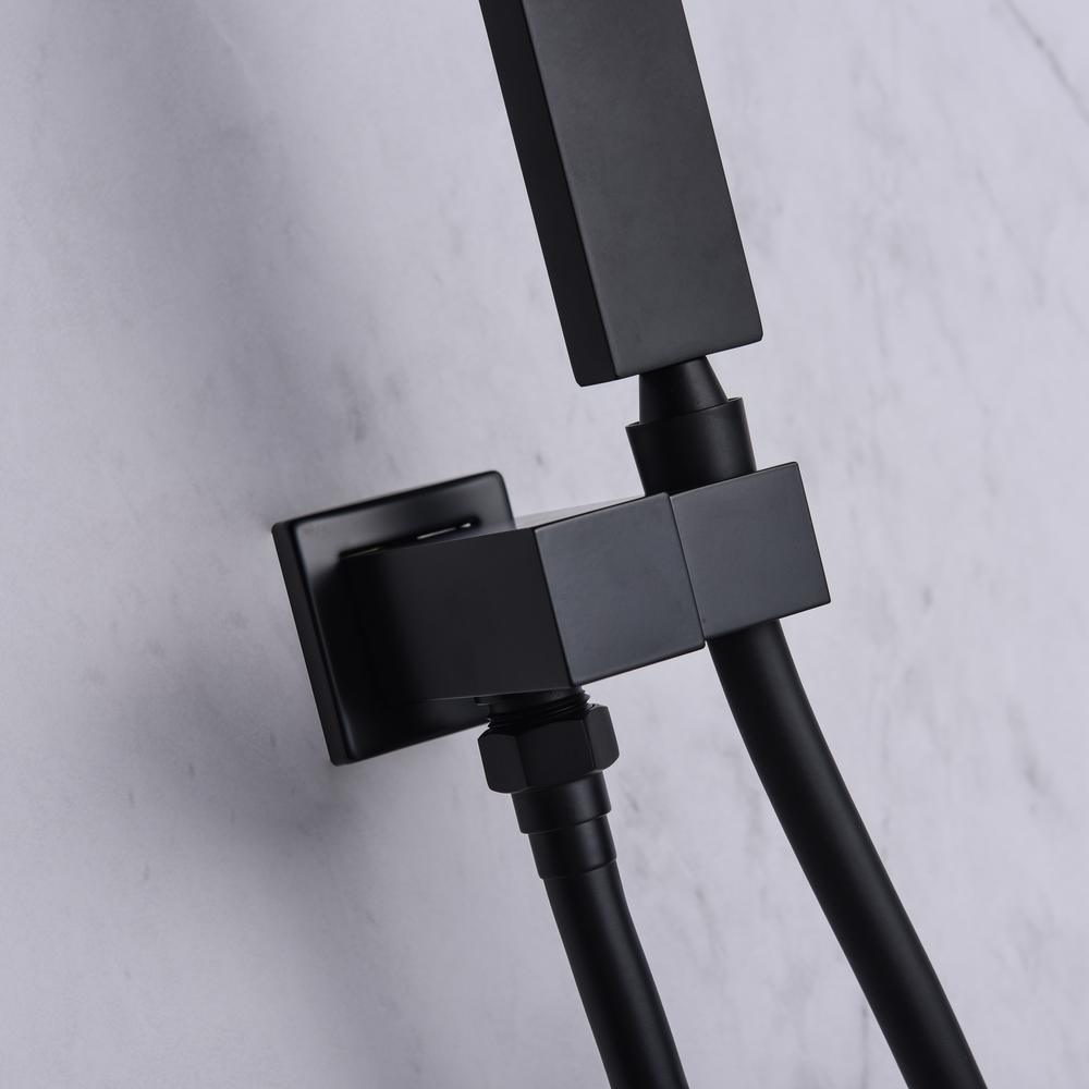 1-Spray Patterns with 2.5 GPM 10 in. Wall Mount Rain Dual Shower Heads in Matte Black, Shower System / Faucet Set