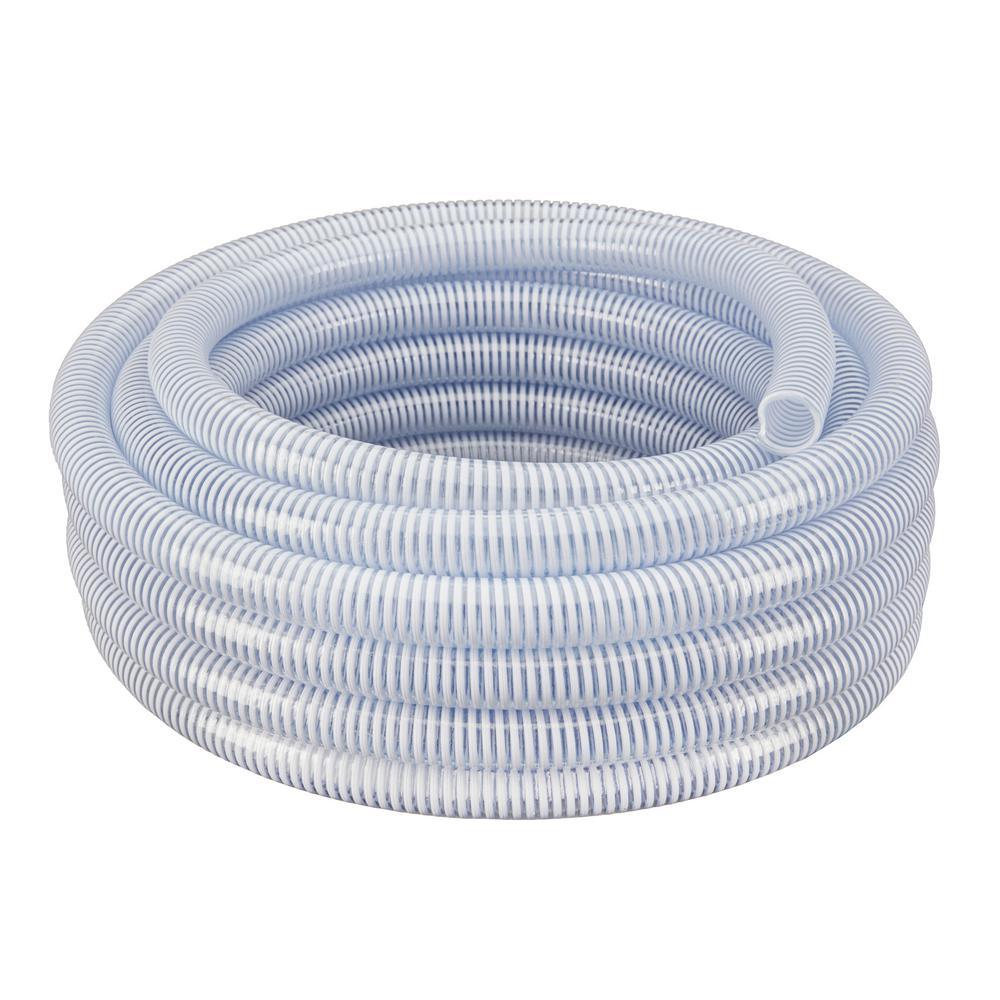 1-1/2 in. Dia x 50 ft. Clear Flexible PVC Suction and Discharge Hose with White Reinforced Helix