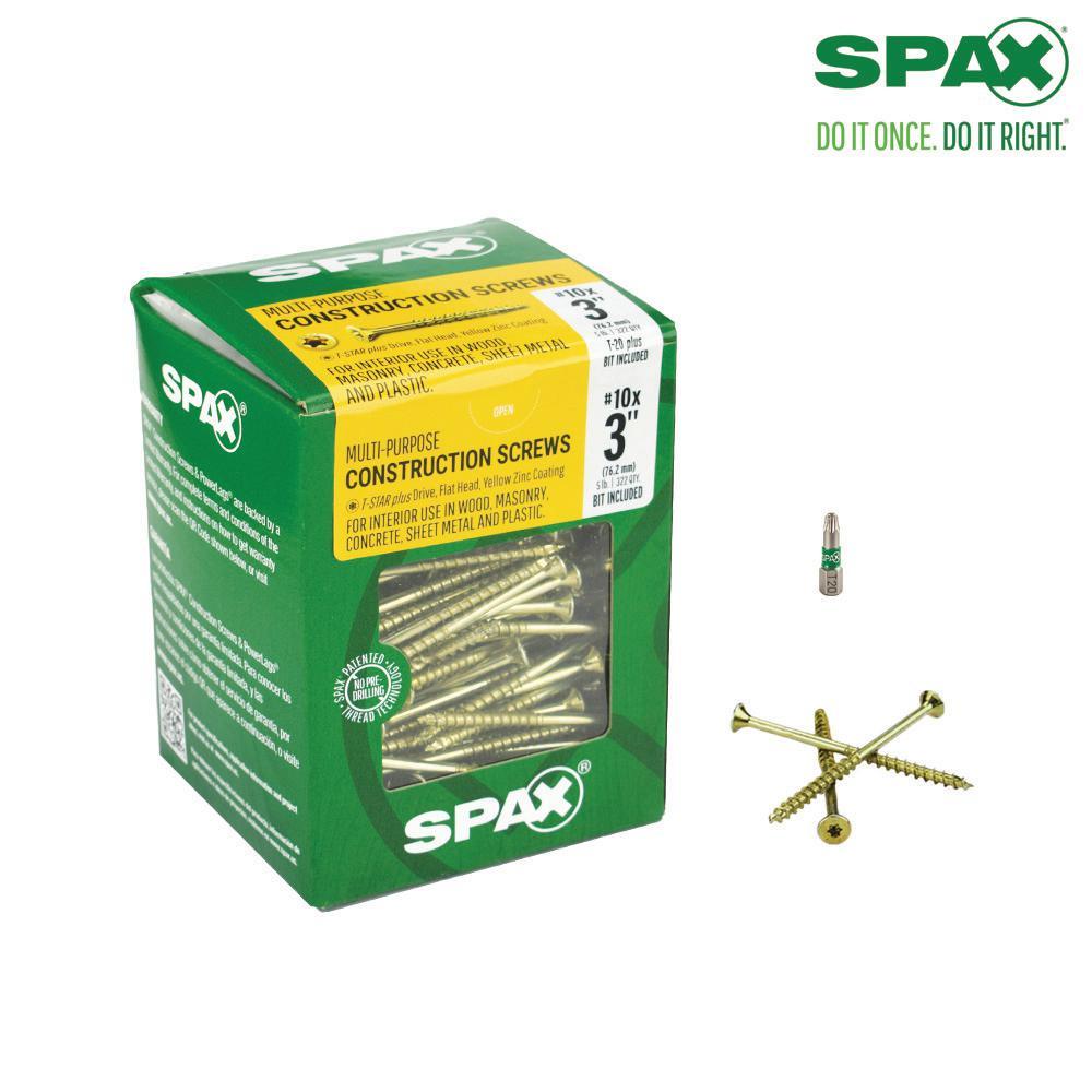 #10 x 3 in. T-Star Plus Flat Head Partial Thread Yellow Zinc Screws (5 lb. Box)
