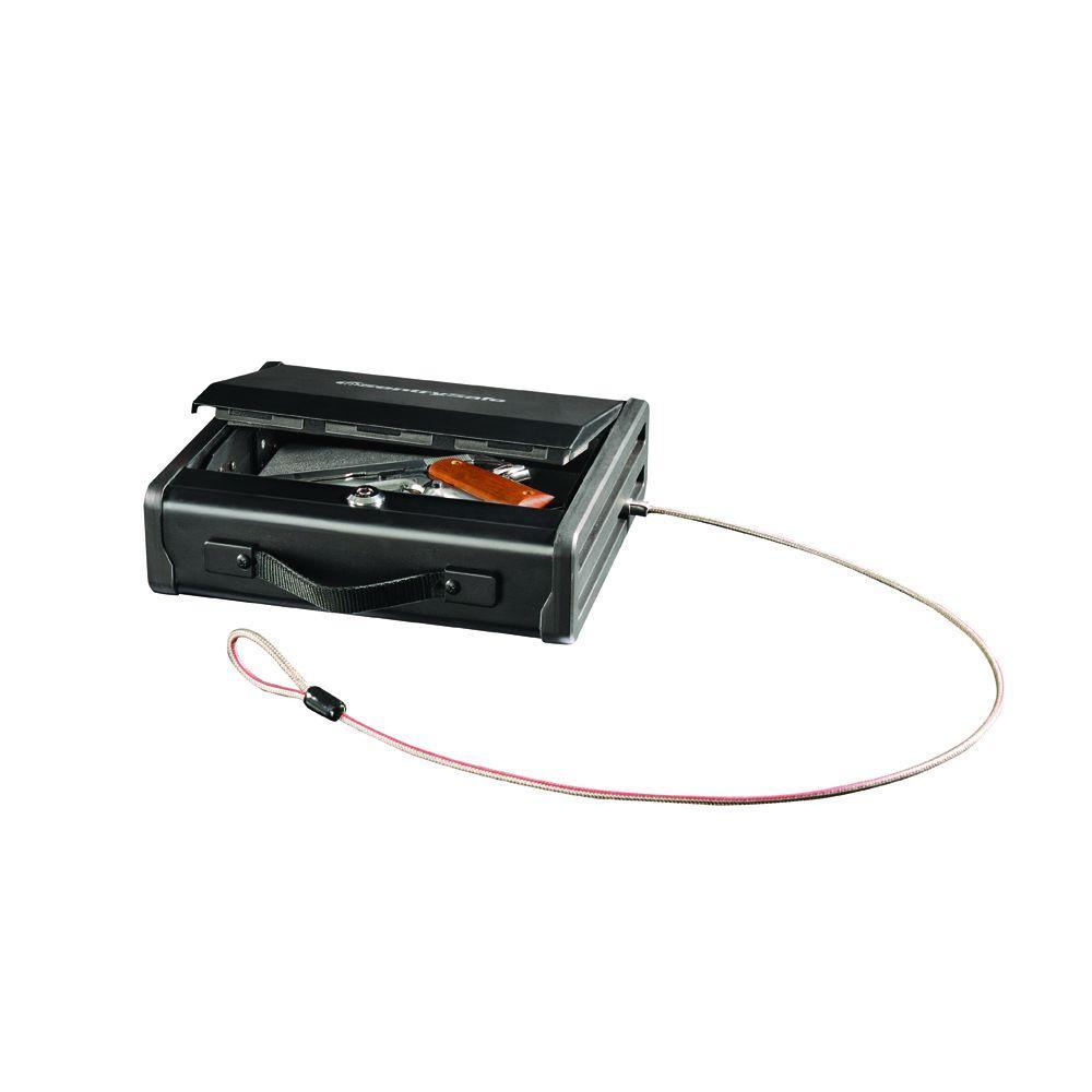 0.12 cu. ft. Portable Handgun Safe with Key Lock and Tether Cable