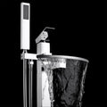 1-Handle Freestanding Floor Mount Roman Tub Faucet Bathtub Filler with Waterfall Style and Hand Shower in Chrome