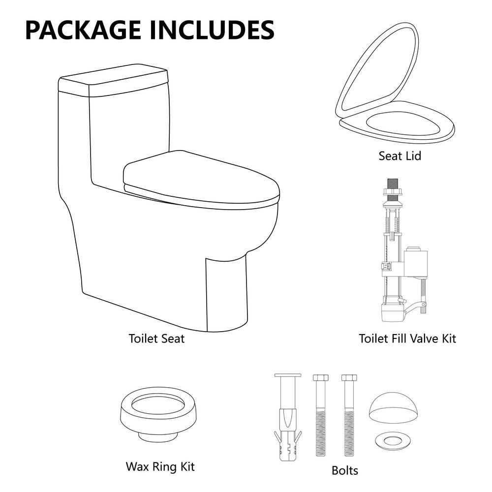 1-Piece 1.1 GPF /1.6 GPF Dual Flush High Efficiency Elongated Toilet in White Seat Included