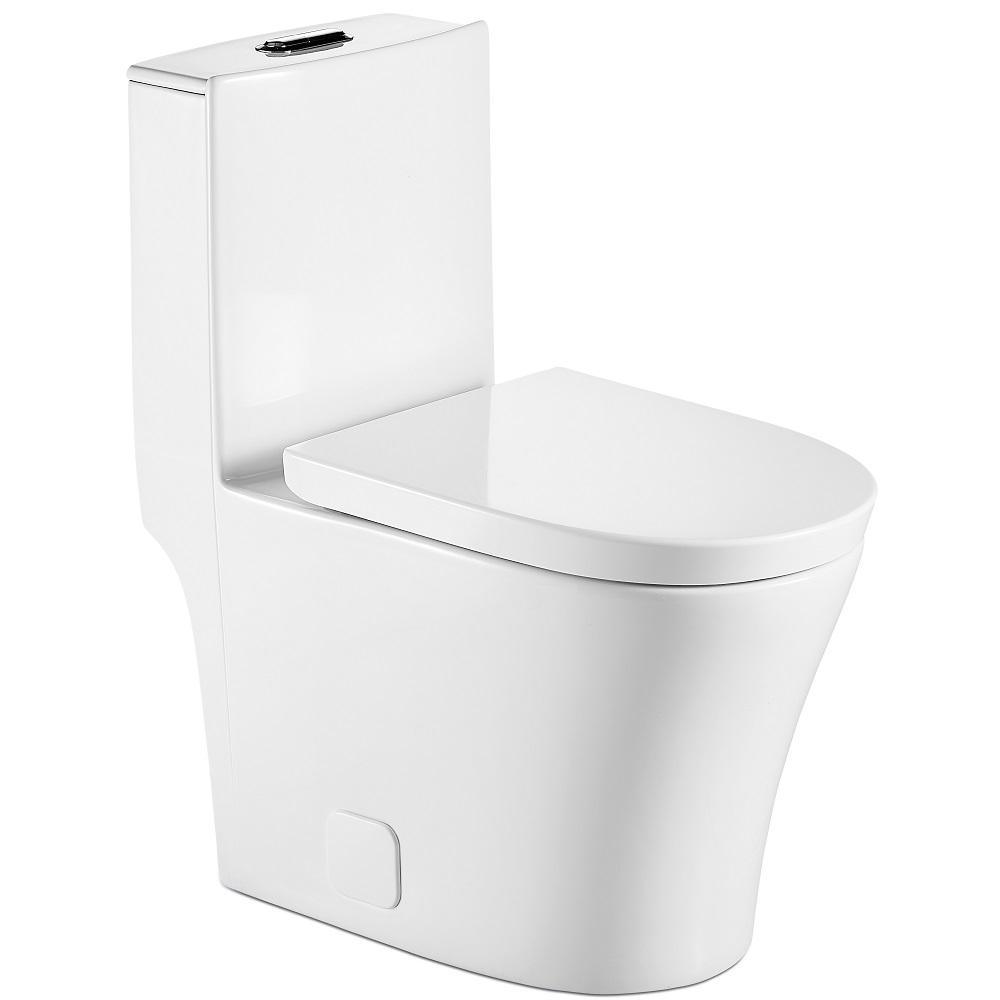 1-Piece 1.28 GPF Dual Flush High Efficiency Elongated Toilet in White, Seat Included