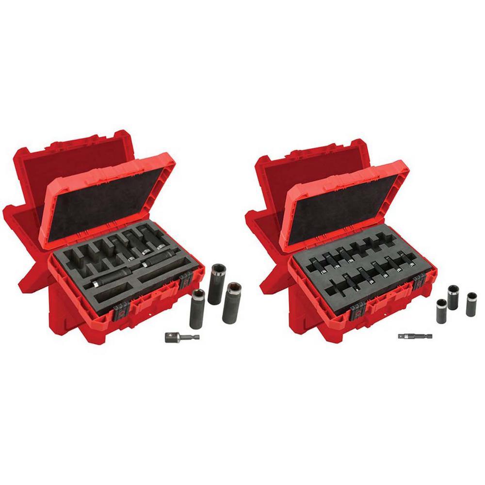 1/2 in. Drive SAE and 1/4 in. Drive Metric SHOCKWAVE Impact Duty Deep Well Socket Set (21-Piece)
