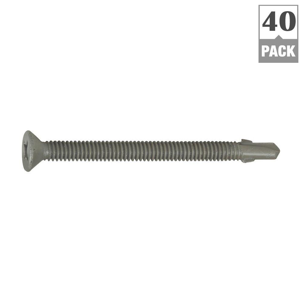 #12 2-3/4 in. Phillips Flat-Head Self-Drilling Screws (40-Pack)