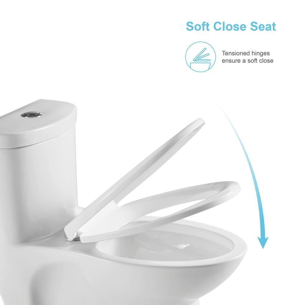 1-Piece 1.1 GPF /1.6 GPF Dual Flush High Efficiency Elongated Toilet in White Seat Included