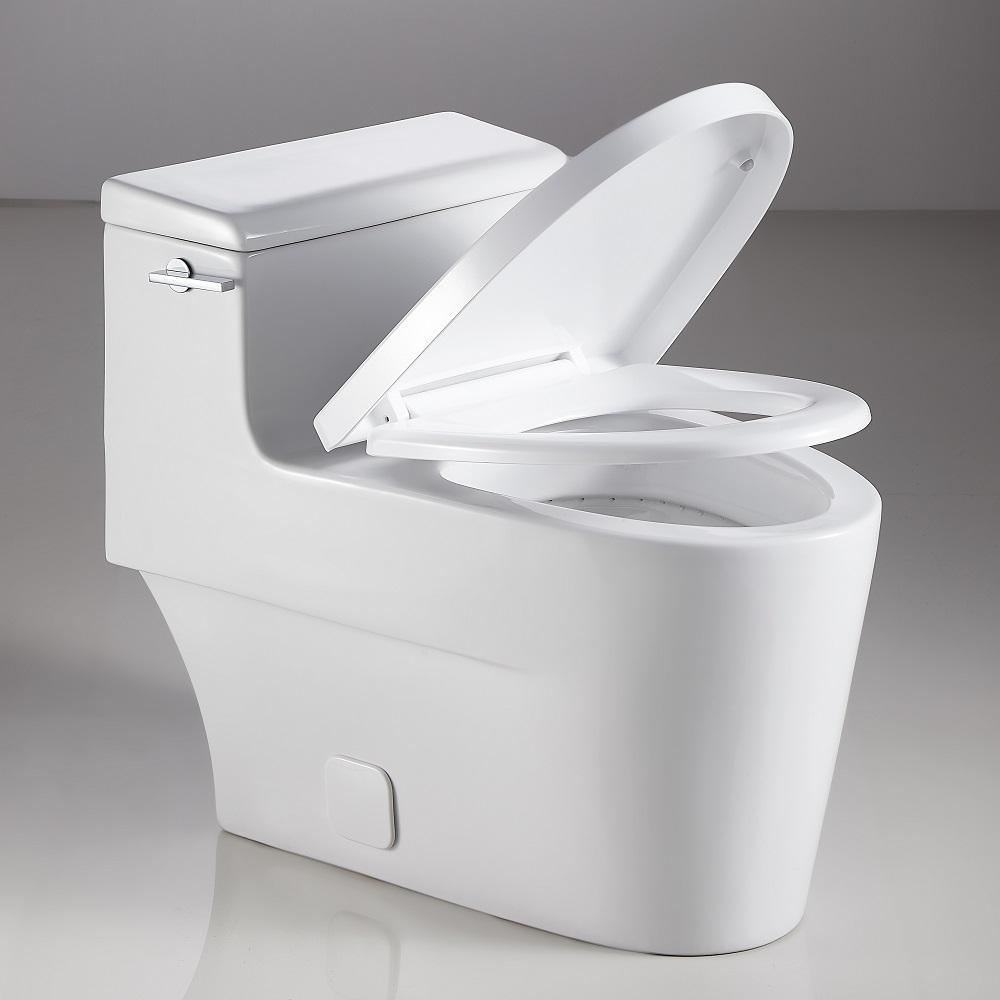 1-Piece 1.28 GPF Single Flush High Efficiency Elongated Toilet in White, Seat Included