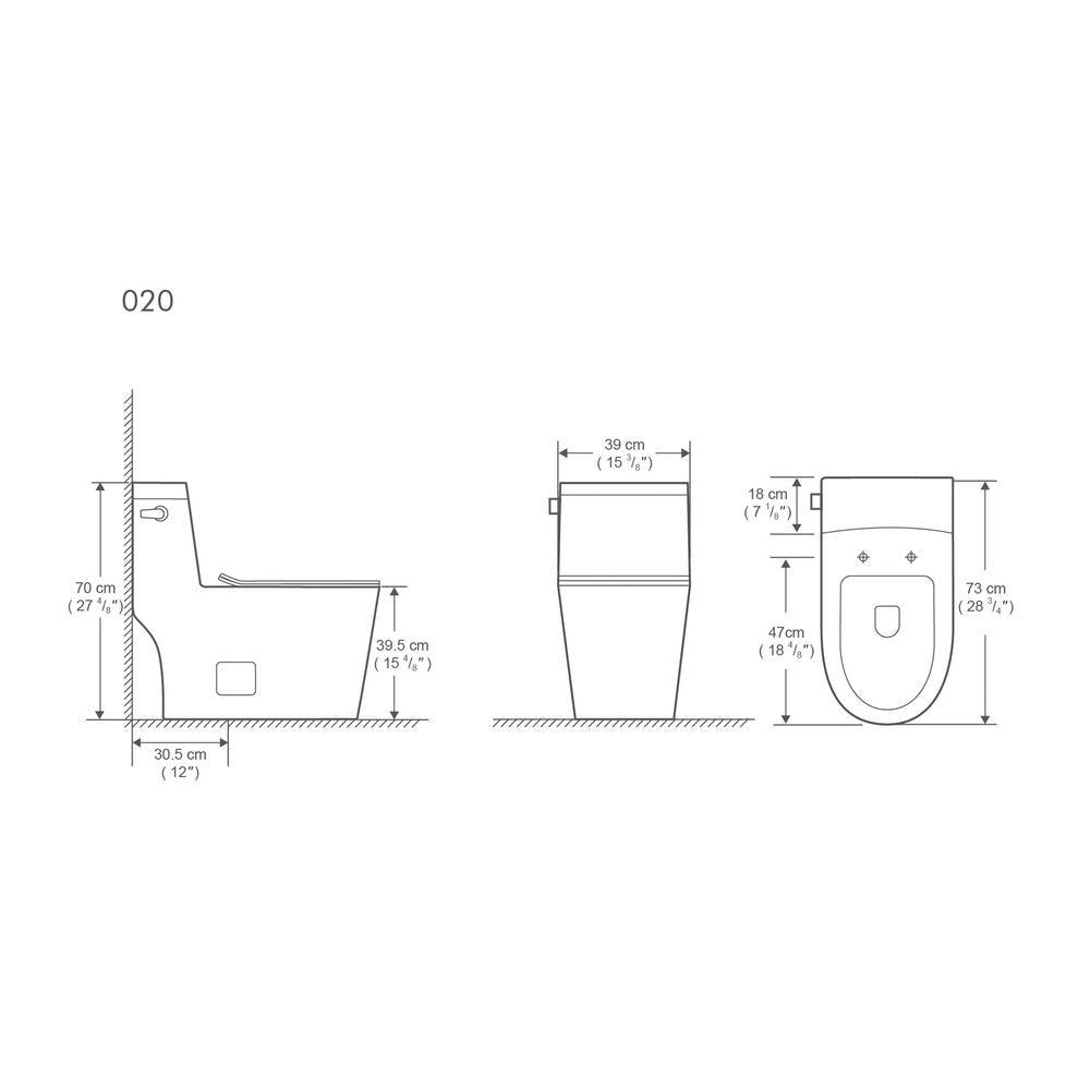 1-Piece 1.28 GPF High Efficiency Single-Flush Elongated Skirted Toilet All-in-One Toilet in White Seat Included