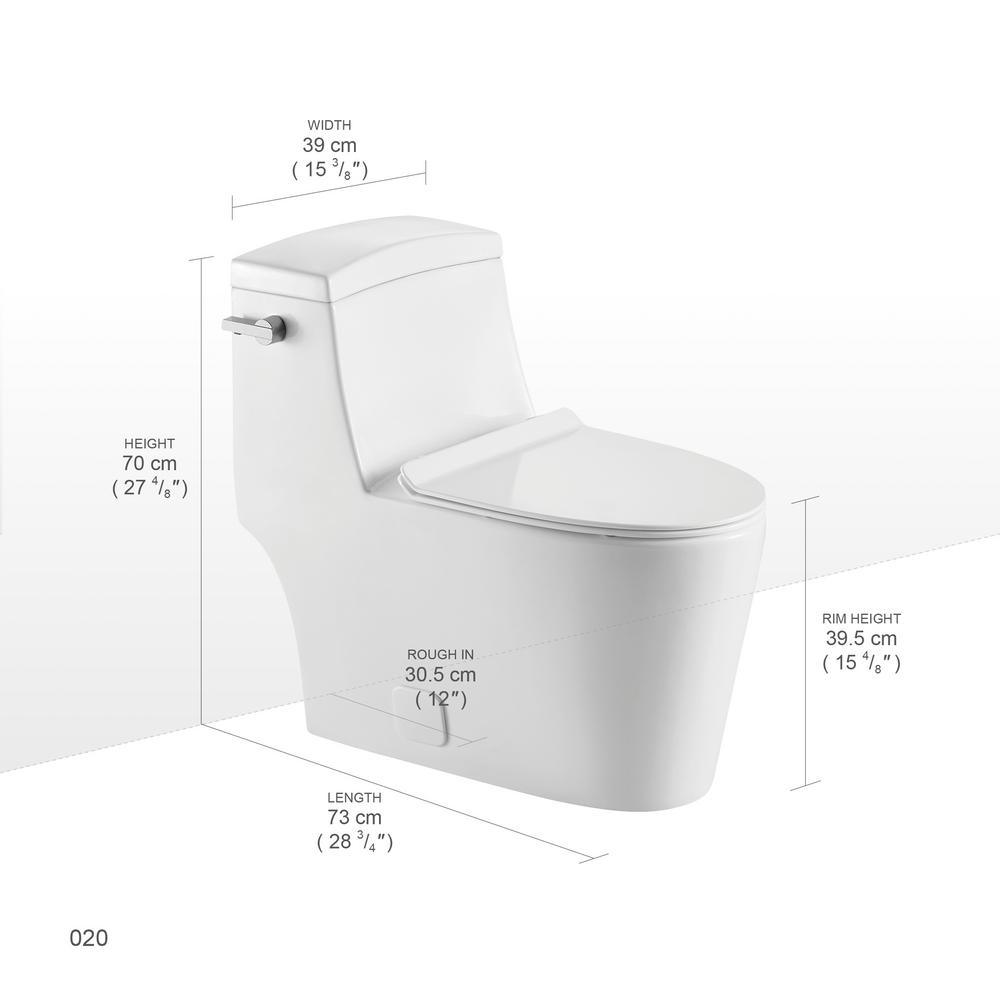 1-Piece 1.28 GPF High Efficiency Single-Flush Elongated Skirted Toilet All-in-One Toilet in White Seat Included