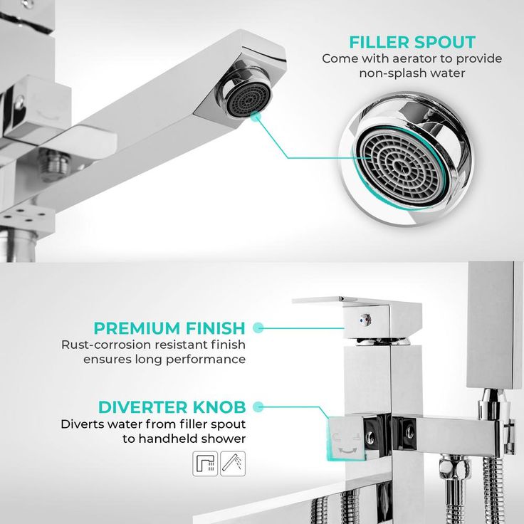 1-Handle Freestanding Floor Mount Roman Tub Faucet Bathtub Filler with Hand Shower in Chrome