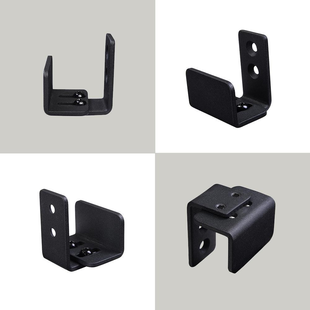 1.43 in. Black Steel U Shape Heavy-Duty Sliding Barn Door Floor Guide Hardware (Model 4)