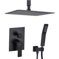 1-Spray Patterns with 2.38 GPM 12 in. Ceiling Mount Dual Shower Heads with Rough-In Valve Body and Trim in Matte Black