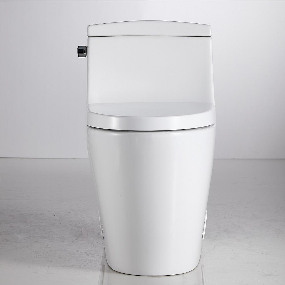 1-Piece 0.8 GPF/1.28 GPF Single Flush High Efficiency Elongated Toilet in White, Seat Included