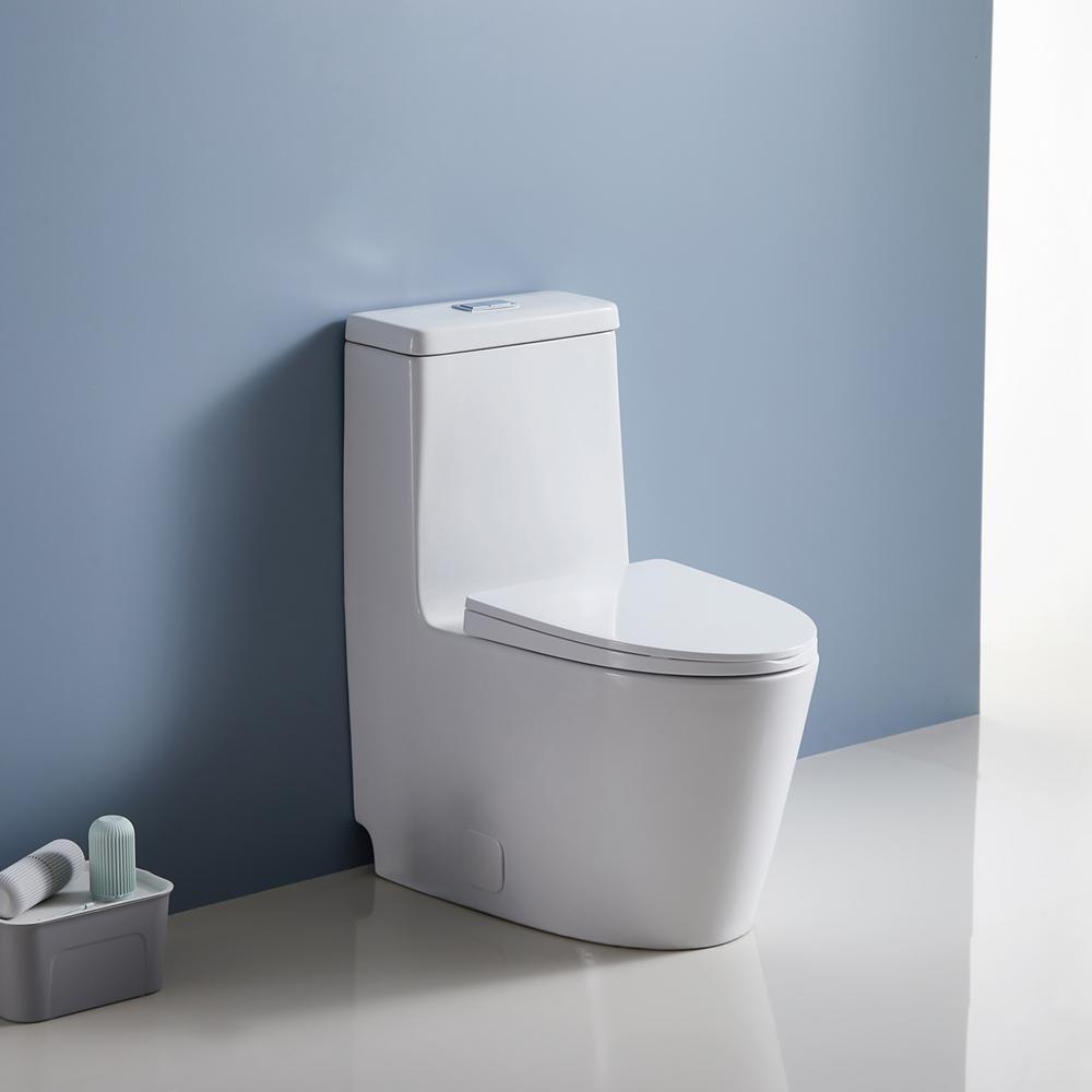 1-Piece Elongated Dual-Flush 1.28 GPF/0.88 GPF High Efficiency Skirted Toilet All-in-One Toilet in White Seat Included