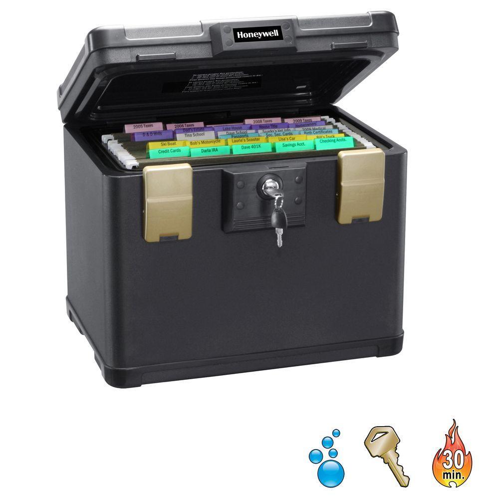 0.60 cu. ft. Molded Fire Resistant and Waterproof Filing Chest Safe with Key and Double Latch Lock