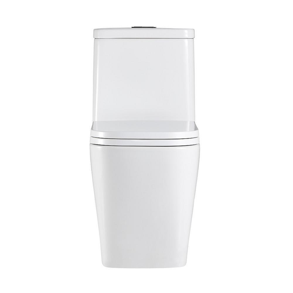 1-Piece 1.28 GPF Dual Flush Ceramic Square Elongated Toilet in White, Seat Included