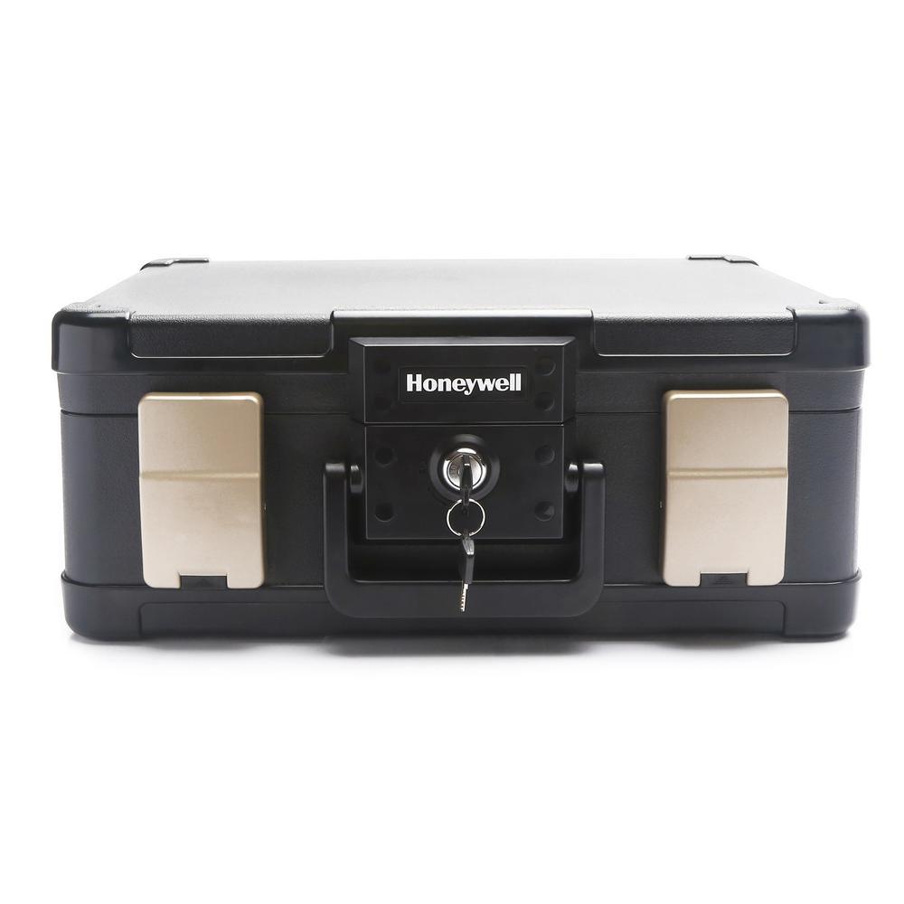 0.15 cu. ft. Molded Fire Resistant and Waterproof Portable Chest with Carry Handle, Key and Double Latch Lock