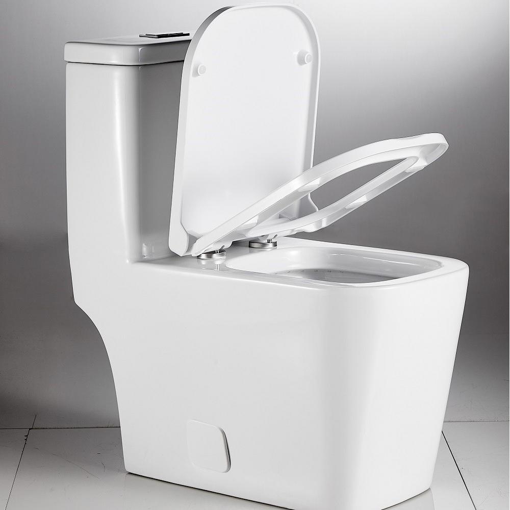 1-Piece 1.28 GPF Dual Flush Ceramic Square Elongated Toilet in White, Seat Included