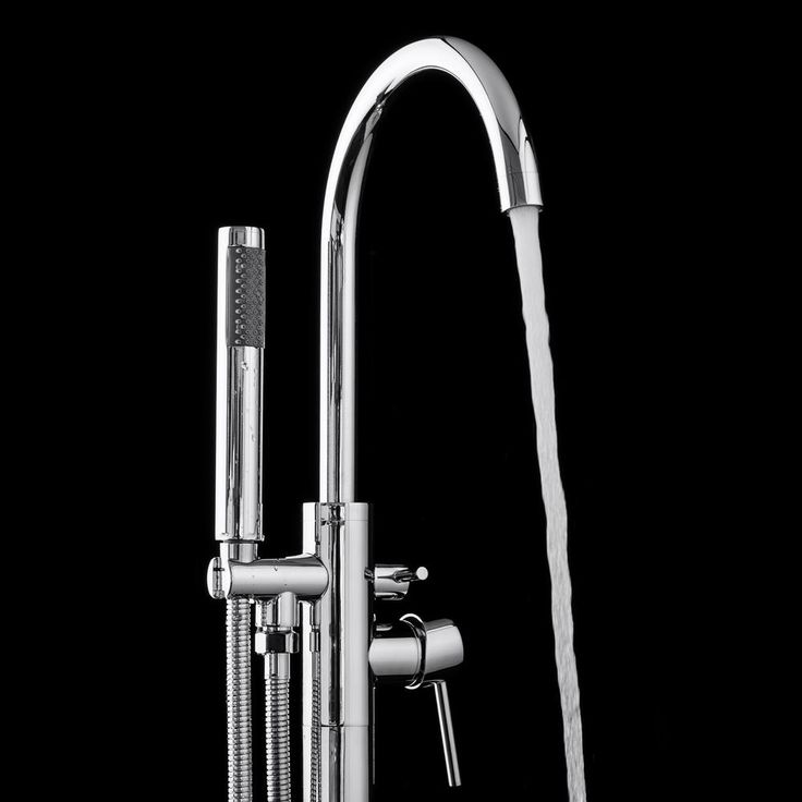 1-Handle Freestanding Floor Mount Roman Tub Faucet Bathtub Filler with Hand Shower in Chrome