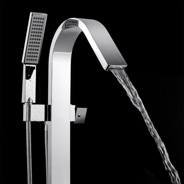 1-Handle Freestanding Floor Mount Roman Tub Faucet Bathtub Filler with Hand Shower in Chrome