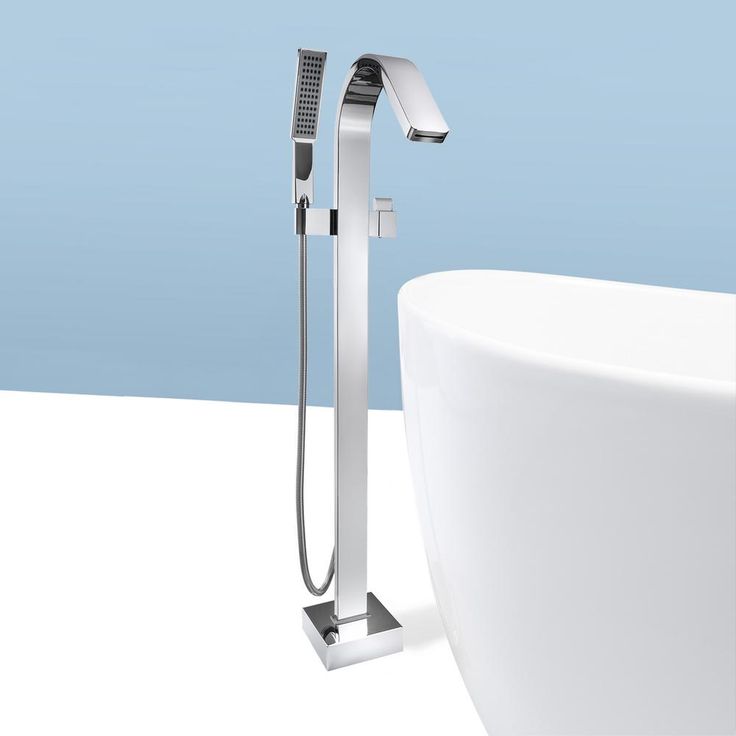 1-Handle Freestanding Floor Mount Roman Tub Faucet Bathtub Filler with Hand Shower in Chrome